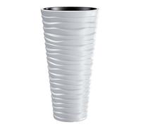 Round Flower Pot, high - Sand Slim - 34,5 cm - White -