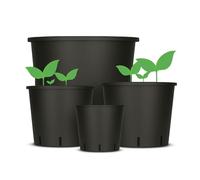 Round Flowerpot 10 Litre 24 x 24 cm Black for Indoor & Outdoor - Pot Plant Pot Square Planter Growing Pot Flowerpot Balcony Garden Plants