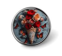 Round Flowers in Ice Cream Brooch Classic Mini Pin 1 Inch Aluminum Alloy Lapel Pin Personalized Button Badge for Backpack Hat Suit Jacket Clothing Decoration