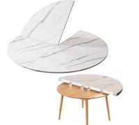 Round Foldable Solid Wood Table55in White Folding Tabletop with Hidden Hins & Secure Buckle Design for Home Restaurants & Hotels