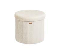 Round foldable storage ottoman stool with removable lid, Cream White