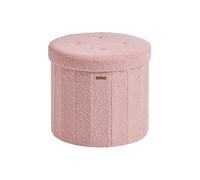 Round foldable storage ottoman stool with removable lid, Jelly Pink