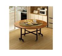 Round Folding Dining Table with Drop Leaf Extendable Flip-Top Kitchen Desk on Locking Wheels Space-Saving Fur for Small Areas Ideal for Dining Work and Study (Wood C 150cm)