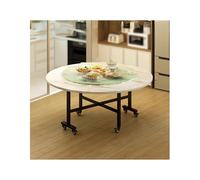 Round Folding Dining Table with Drop LeafExtendable FlipTop Kitchen Desk with Locking Wheels for Small SpacesIdeal for Work Study and Dining (White 100cm)