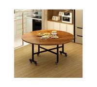 Round Folding Dining TableExtendable Drop Leaf Kitchen Desk with Locking Wheels for Small SpacesFlipTop Dinner Table for Work Study and Dining (Wood A 100cm)