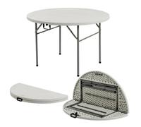 Round Folding Trestle Table - 120Cm - White