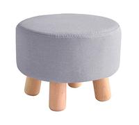 Round Footol with Solid Wood Legs Padded Grey ol for Shoe Changing Small Footrest Cha Versatile Step ol (28x25CM)