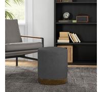 HOMCOM Modern Round Footstool, Fabric Upholstered Foot Rest - Charcoal grey - Corduroy (Polyester) - 40cm x 40cm x 45cm
