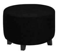 Round Footstool Cover Stretch Ottoman Covers Black/Grey Thicker Large Stretch Pouffe Cover Anti-Slip Foot Stool Slipcovers with Elastic Bottom, Machine Washable ( Color : #3 , Size : 51-58cm/20-23in )