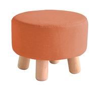 Round Footstool - Solid Wood 4 Legs Padded Small Stool for Changing Shoes Footrest 28x20CM Accent Chair for Living Room & Entryway