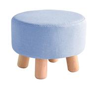 Round Footstool with Solid Wood Legs Padded Small Stool for Shoe Changing Footrest 28x20CM Blue - Versatile Accent Chair for Home & Office