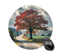 Round Forest Rural Roads Mouse Pad Non-Slip Rubber Base Waterproof Mouse Mat Travel Portable Gaming Mousepad for Office Work Home Computer Laptop Personalized Accessory