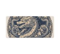 Round Frame Dragon Desk Mat with Stitched Edges, Rubber Mouse Mat for Keyboard Mats Non-Slip Waterproof Desk Pad Office Supplies Large Gaming Mouse Pad for Home Work