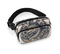 Round Frame Dragon Fanny Pack for Men Women, Durable Sling Chest Bag with Adjustable Strap & Large Pocket, Small Crossbody Bag for Running, Hiking, Cycling, Travel