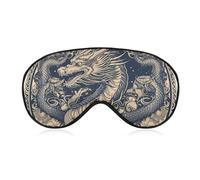 Round Frame Dragon Sleep Mask for Women Men, Breathable Soft Sleeping Mask Adjustable Eye Cover Light Blocking Eye Masks for Travel, Home, Office, Nap, Flights