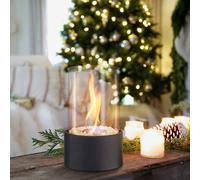 Round Freestanding Tabletop Ventless Ethanol Fireplace with Glass Screen