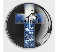 Round Fridge Magnets Easter Cross Nativity Bible Motto Bless This Home All Who Enter Glass Refrigerator Magnets Refrigerator Locker Whiteboard Magnetic Board Cabinets Classroom Office Cubicle