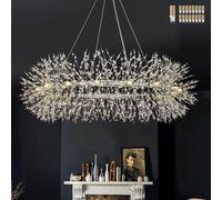 Round Frisbee Chandelier 16 Light 48 inch, Oversized Silver Ring Chandelier Ring Ceiling Light for High Ceilings, Dining Room Living Room Kitchen Island Foyer Entrance