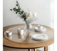Round Frosted (Semi-Clear) PVC Table Protector, Heat Resistant & Waterproof, Frosted (Semi-Clear)(Round 90cm)
