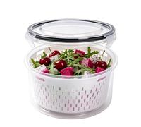 Round Fruit Containers with Removable Drainer, Dishwasher Safe, Fridge Fresh Food Containers | for Home, Kitchen, Office, Camping, Vegetables, Salad, Lettuce Meat