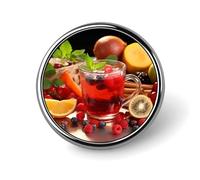 Round Fruit Tea Brooch Classic Mini Pin 1 Inch Aluminum Alloy Lapel Pin Personalized Button Badge for Backpack Hat Suit Jacket Clothing Decoration