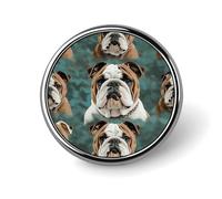 Round Funny English Bulldog Lapel Pin Metal Custom Pins Personalized Decoration Lapel Badge Small Brooch Hat Shirt Tie Sweater Clothes Accessories Decoration for Men Women