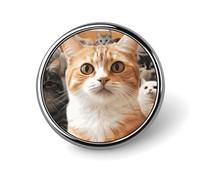 Round Funny Pet Cat Brooch Classic Mini Pin 1 Inch Aluminum Alloy Lapel Pin Personalized Button Badge for Backpack Hat Suit Jacket Clothing Decoration