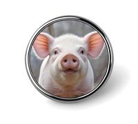 Round Funny Pig Lapel Pin Metal Brooch Personalized Novelty Pin Cute Button Badge Safety Pin Fashion Jewelry Accessories Gift for Clothes Hat Backpack Bag
