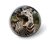 Round Funny Zebra Brooch Classic Mini Pin 1 Inch Aluminum Alloy Lapel Pin Personalized Button Badge for Backpack Hat Suit Jacket Clothing Decoration