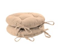 Harbour Housewares Natural Seat Pads for Dining Chairs - 40 x 40cm - Pack of 2 - Round Garden Seat Cushions with Ties Soft Padded Pillow Indoor Kitchen Cushion Outdoor Patio Garden Chair Pads
