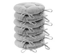Harbour Housewares Grey Seat Pads for Dining Chairs - 40 x 40cm - Pack of 6 - Round Garden Seat Cushions with Ties Soft Padded Pillow Indoor Kitchen Cushion Outdoor Patio Garden Chair Pads