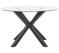 Beliani Garden Dining Table Maletto 120/120cm Glass Black, Black