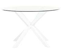 Beliani Garden Dining Table Maletto 120 Cm 120 Cm Glass White