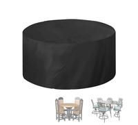 Round Garden Furniture Cover, 230*110cm Large Circular Table Cover, Patio Set Oxford Cover with PU coating, Rip Proof for Table and Chair Set, Rooms Modern Round Table, Anti Dirt Grime, Black