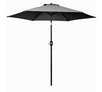 Round Garden Parasol Sun Shade Outdoor Beach Crank Tilt 2.5M Grey Patio Umbrella