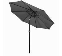 Round Garden Parasol Sun Shade Outdoor Beach Crank Tilt Grey Patio Umbrella
