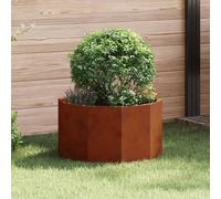 Round Garden Planter Weathering Steel 60 x 60 x 35 cm Outdoor Rust Durable Patio