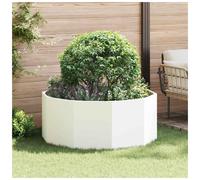 Round Garden Planter White Steel 120x120x50cm Outdoor Large Durable Modern Patio