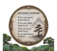 Round Garden Signs for Wall in Rustic Wood with Wise Phrase