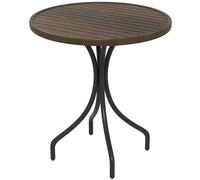 Outsunny Round Garden Table Outdoor Side Table With Steel Frame Brown Brown
