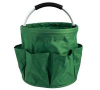 Round Gardening Tote Bag with Aluminum Handle & 6 Pockets, 17L Folding Garden Tool Holder Bag, Multi-Purpose Reusable Garden Tool Storage Bag for Outdoor Indoor(green)