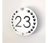 Round Garland Personalised 3D Acrylic House Number Plate, Two-Tone Floating Numbers (Black and White) for Indoor and Outdoor, Perfect for Homes, Hotels, Apartments and Business.