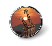 Round Giraffe at Sunset Brooch Classic Mini Pin 1 Inch Aluminum Alloy Lapel Pin Personalized Button Badge for Backpack Hat Suit Jacket Clothing Decoration
