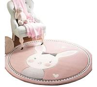 Round Girl Rug for Nursery Playroom Classroom Activity Floor Carpet Educational Baby Pink Bear Lion Play Mat Soft Fuzzy Shaggy Plush for Girls Boys Home Décor Dorm(Multicolour1,100x100cm)