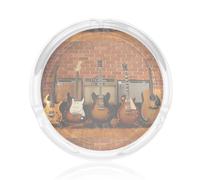 Round Glass Ashtrays For Inside Or Outside 8.5 Cm Guitar Collection Print Ash Trays Indoors Ash Trays Outdoors For Home, Garden, Bar Or Pub