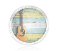 Round Glass Ashtrays For Inside Or Outside 8.5 Cm Nice Guitar Print Ash Trays Indoors Ash Trays Outdoors For Home, Garden, Bar Or Pub