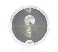 Round Glass Ashtrays For Inside Or Outside 8.5 Cm Sailing Ship In Storm Print Ash Trays Indoors Ash Trays Outdoors For Home, Garden, Bar Or Pub