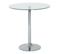 Round Glass Bistro Dining Table Modern Kitchen Pub Counter Black Silver Frame
