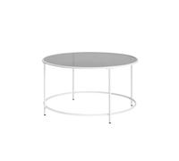 Round Glass Coffee Table, Pearl White, Slate Grey