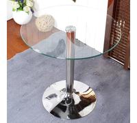 Round Glass Dining Table with Tempered Glass Top, Modern Coffee Table for Small Spaces, Kitchen, and Bistro Use